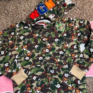 Bape Green Camouflage Graphic Hoodie